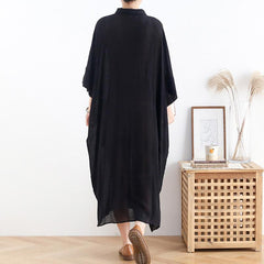 Spring Black Bat-sleeve Shirt Dress