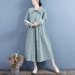 Spring Casual Cotton Linen Floral Dress