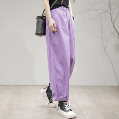 Spring Casual Solid Loose Cotton Pants