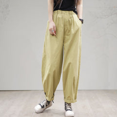 Spring Casual Solid Loose Cotton Pants