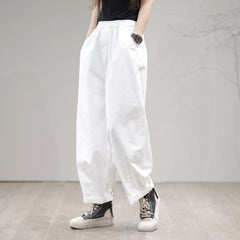 Spring Casual Solid Loose Cotton Pants