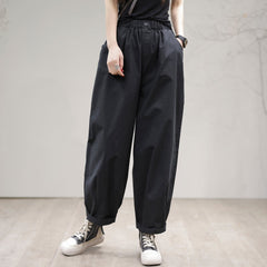 Spring Casual Solid Loose Cotton Pants