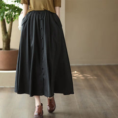 Spring Casual Solid Smooth Cotton Skirt