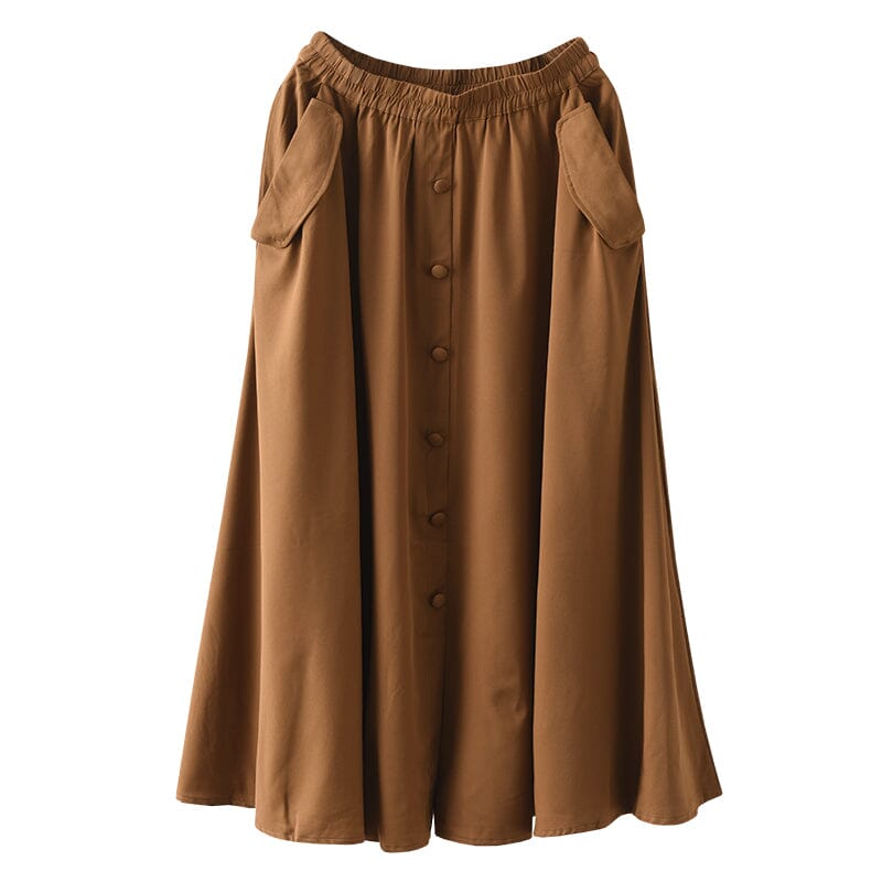 Spring Casual Solid Smooth Cotton Skirt