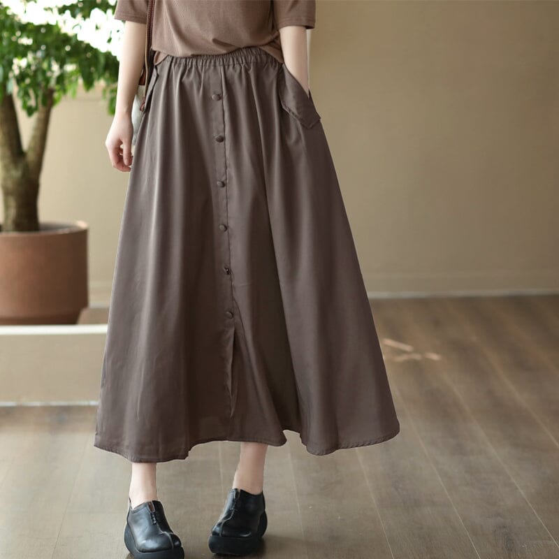 Spring Casual Solid Smooth Cotton Skirt