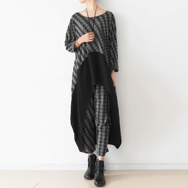 Spring Fashion Casual Black Plaid Cotton Suit