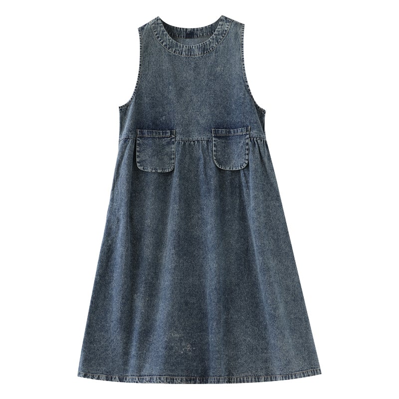 Spring Loose Casual Sleeveless Denim Dress