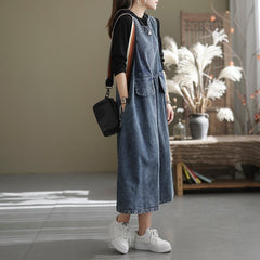 Spring Loose Casual Sleeveless Denim Dress