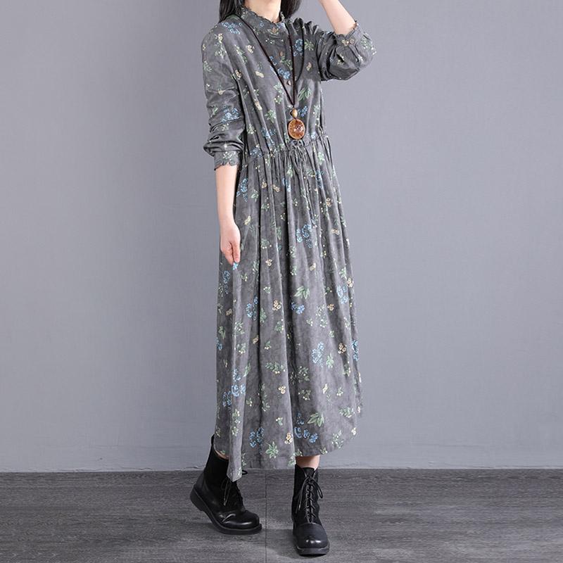 Spring Loose Single-breasted Floral Dress