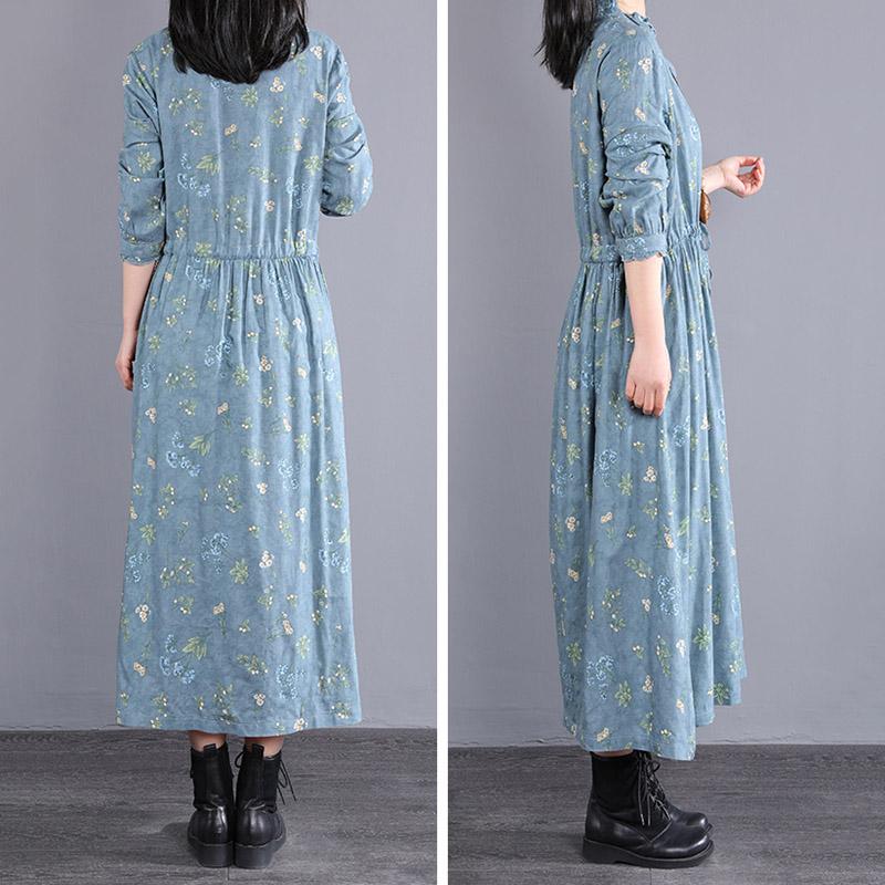 Spring Loose Single-breasted Floral Dress