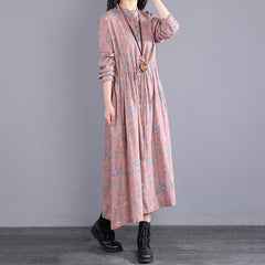 Spring Loose Single-breasted Floral Dress