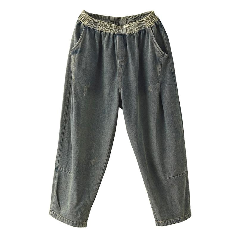 Spring Retro Cotton Denim Harem Pants