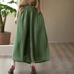 Spring Retro Cotton Linen Wide Leg Pants