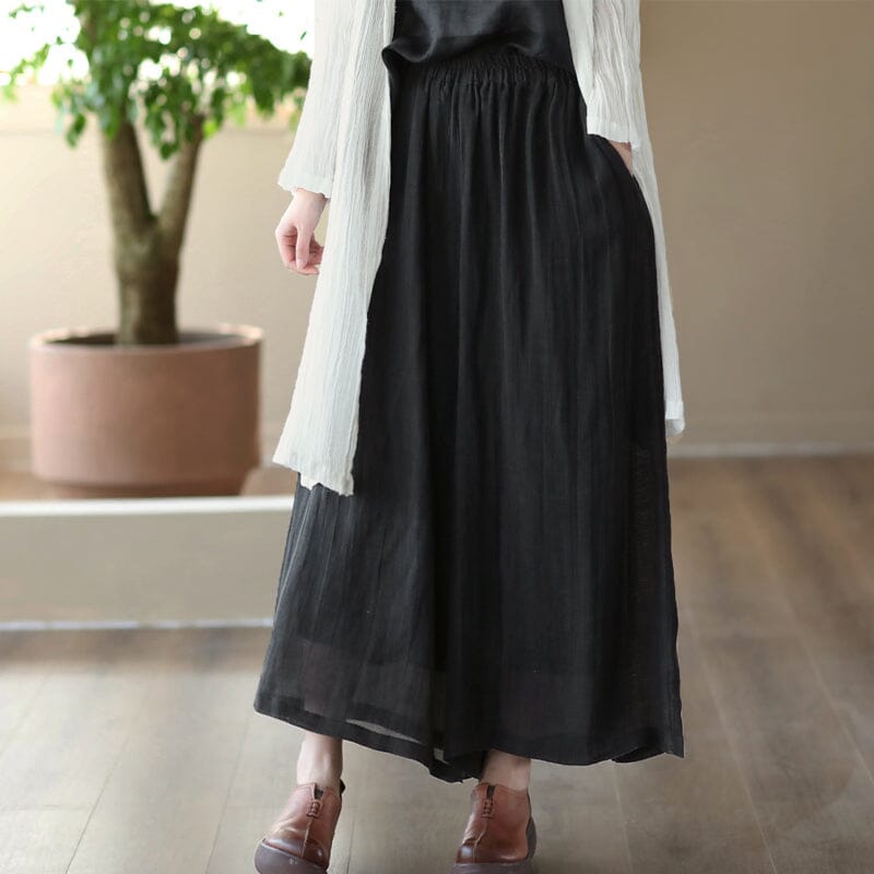 Spring Retro Cotton Linen Wide Leg Pants