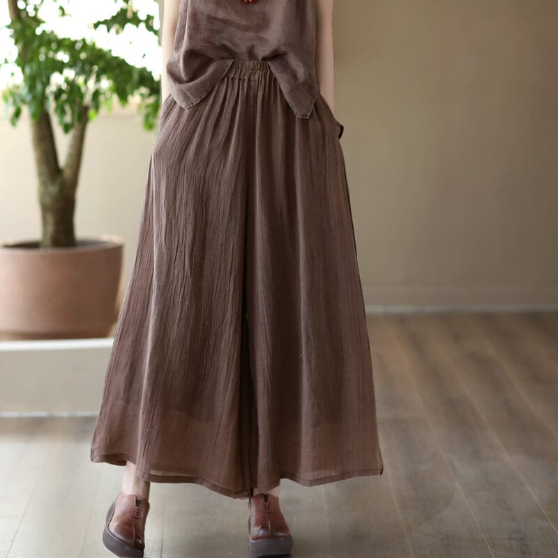 Spring Retro Cotton Linen Wide Leg Pants