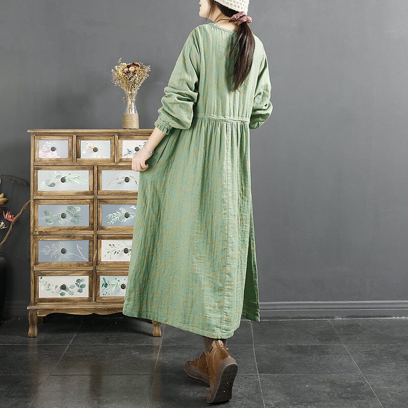 Spring Retro Floral Loose Cotton Trim Dress