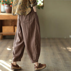 Spring Retro Linen Loose Bloomers Casual Pants