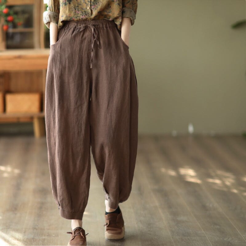 Spring Retro Linen Loose Bloomers Casual Pants