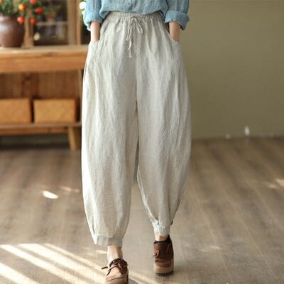 Spring Retro Linen Loose Bloomers Casual Pants