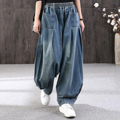 Spring Retro Loose Casual Cotton Wide Leg Pants