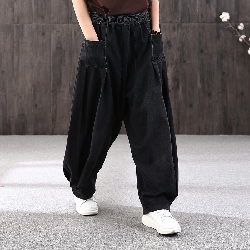 Spring Retro Loose Casual Cotton Wide Leg Pants