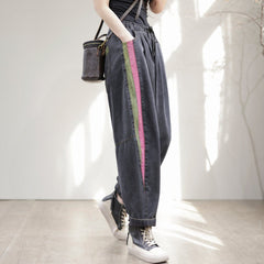 Spring Retro Loose Cotton Patchwork Casual Jeans