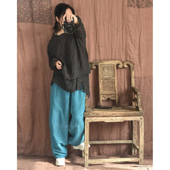 Spring Retro Loose Linen Casual Wide Leg Pants