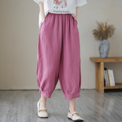 Spring Solid Loose Casual Linen Harem Pants