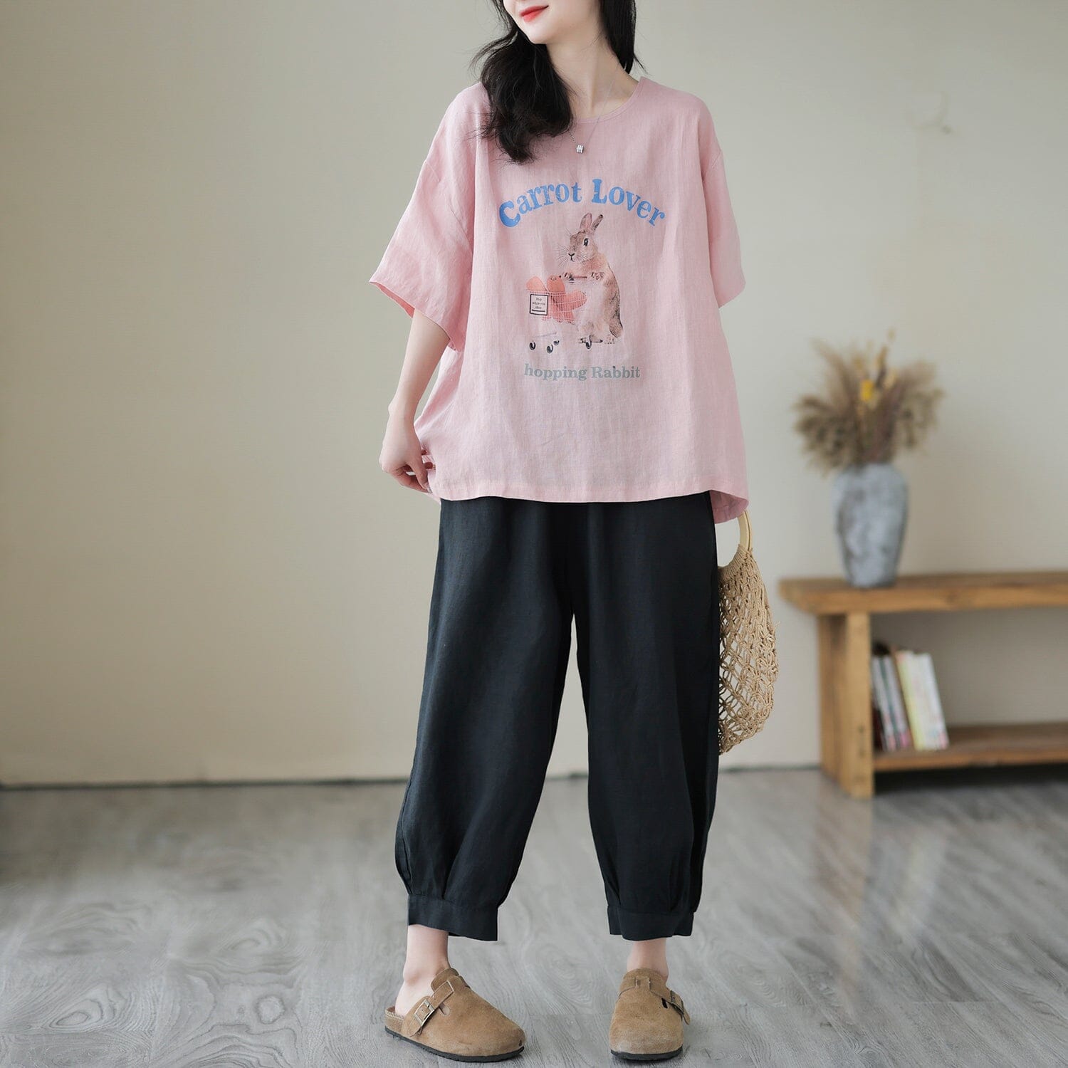 Spring Solid Loose Casual Linen Harem Pants