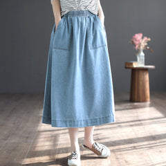 Spring Summer Casual A-Line Denim Skirt