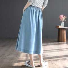 Spring Summer Casual A-Line Denim Skirt