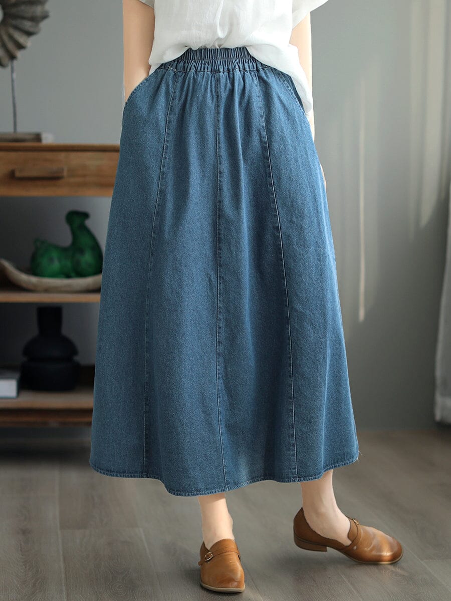 Spring Summer Casual A-Line Loose Denim Skirt