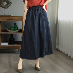 Spring Summer Casual A-Line Loose Denim Skirt