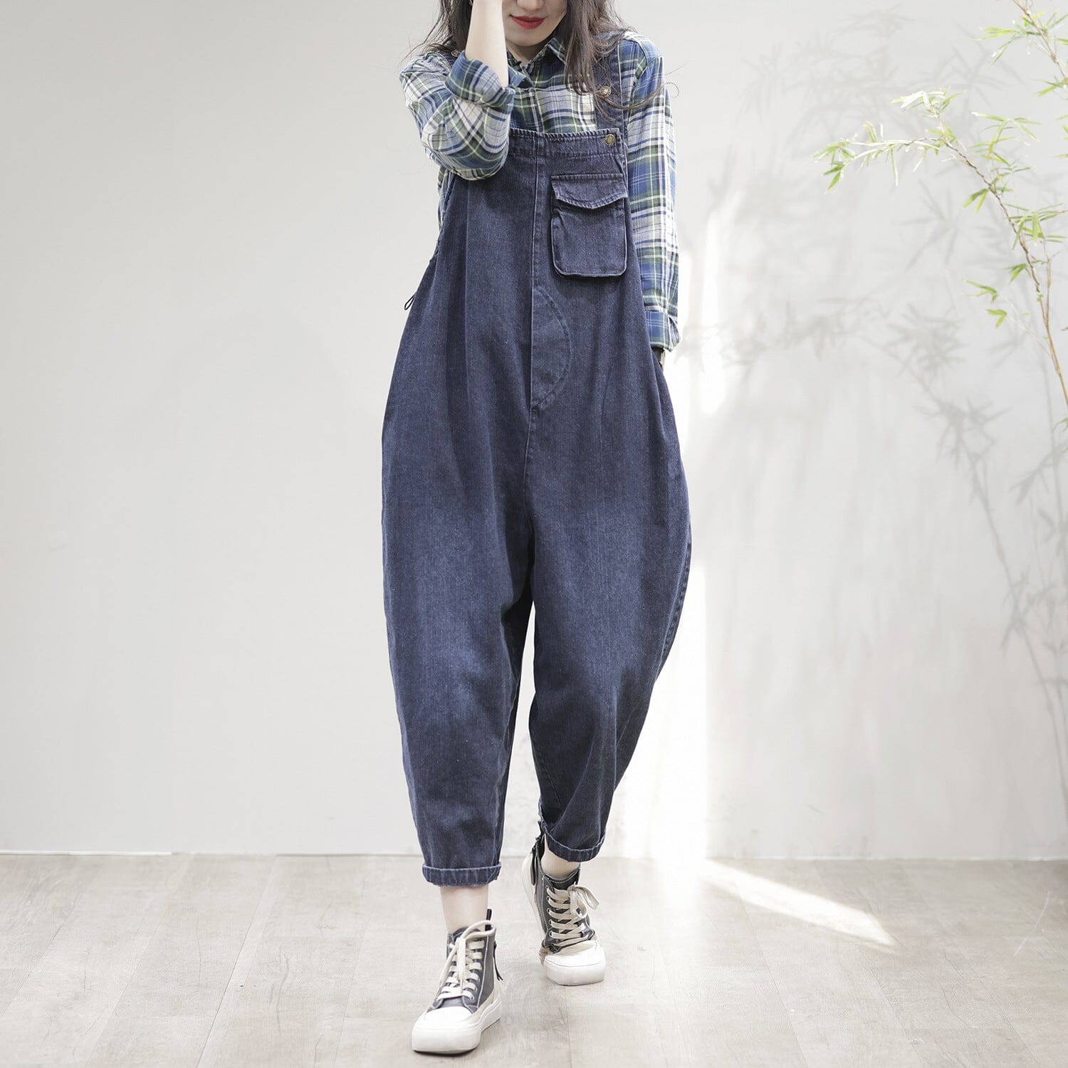 Spring Summer Casual Loose Patchwork Denum Jumpsuit