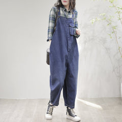 Spring Summer Casual Loose Patchwork Denum Jumpsuit