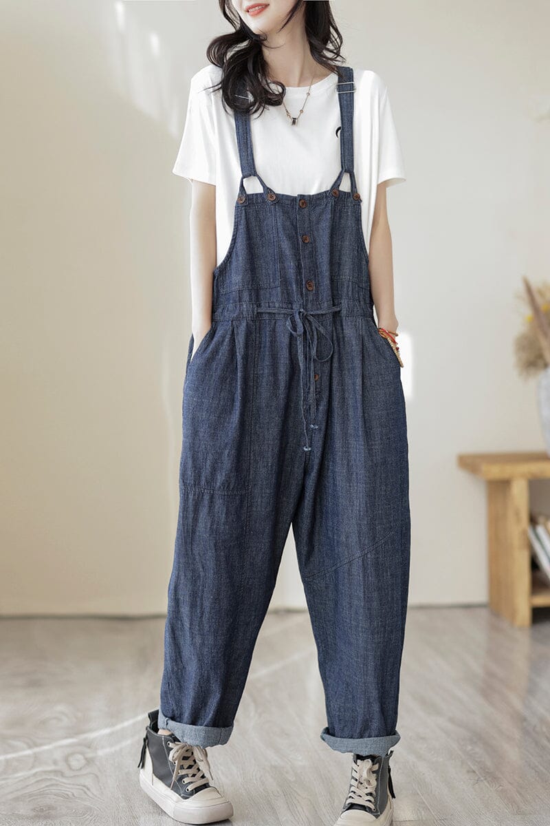 Spring Summer Causal Loose Minimalist Denim Jumpsuit