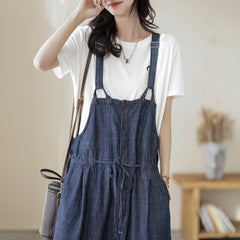 Spring Summer Causal Loose Minimalist Denim Jumpsuit