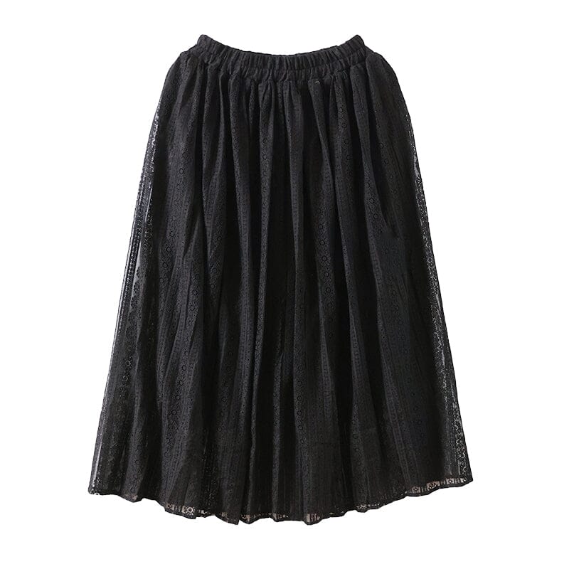 Spring Summer Cotton Lace Patchwork Casual Skirt