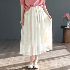 Spring Summer Cotton Lace Patchwork Casual Skirt