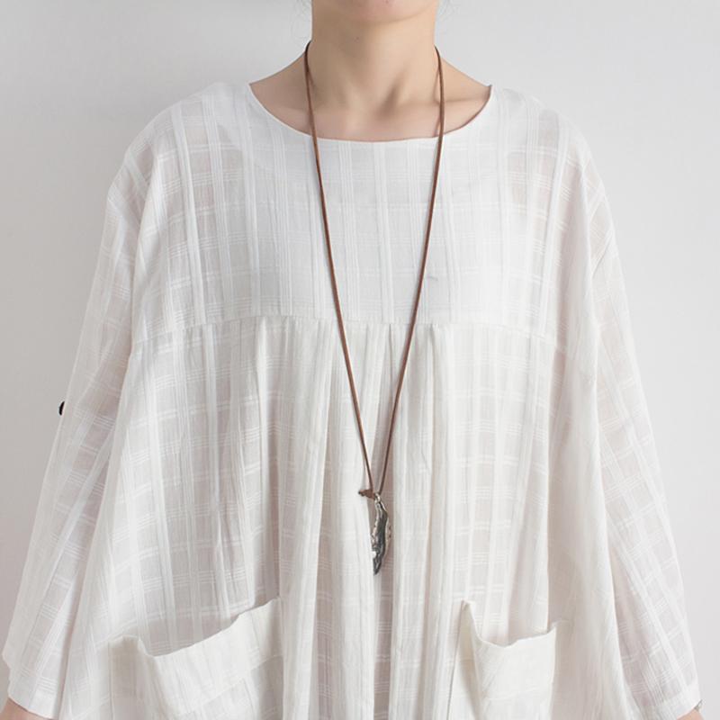 Spring Summer Cotton Linen Loose Long Dress Robe