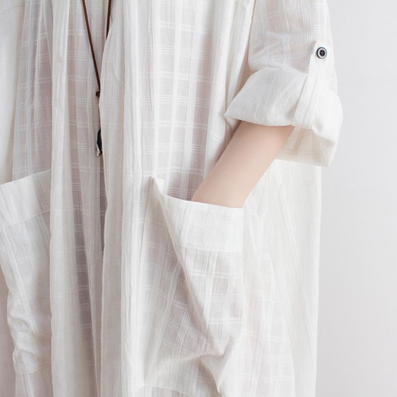 Spring Summer Cotton Linen Loose Long Dress Robe