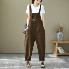 Spring Summer Cotton Solid Casual Jumpsuit