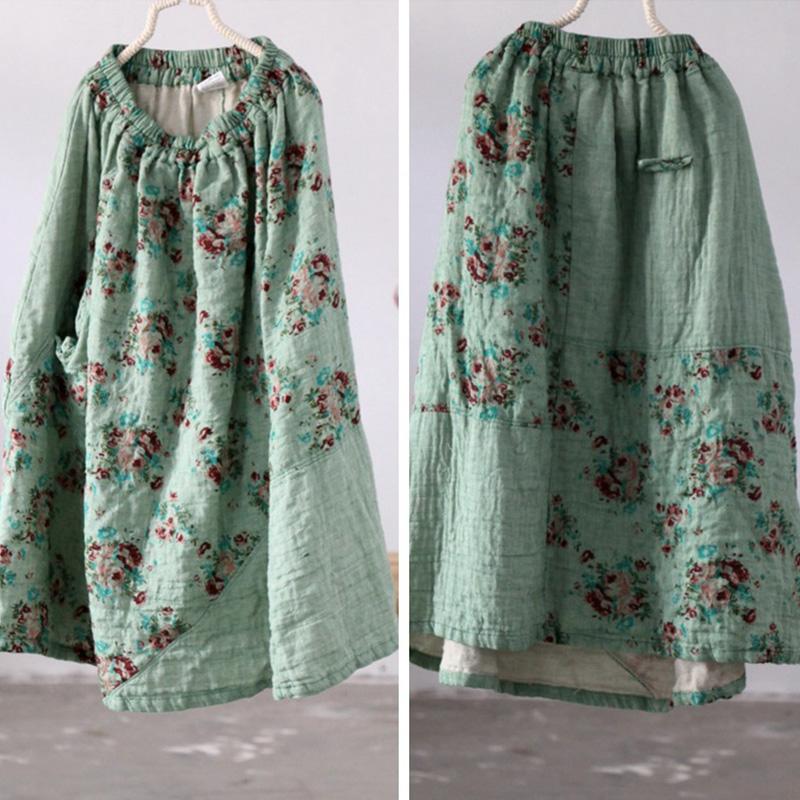 Spring Summer Plus Size Retro Cotton Linen Loose Skirt