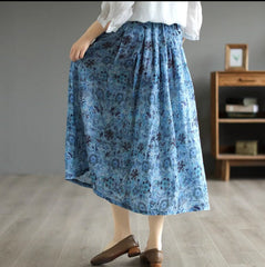 Spring Summer Retro Casual Floral Skirt