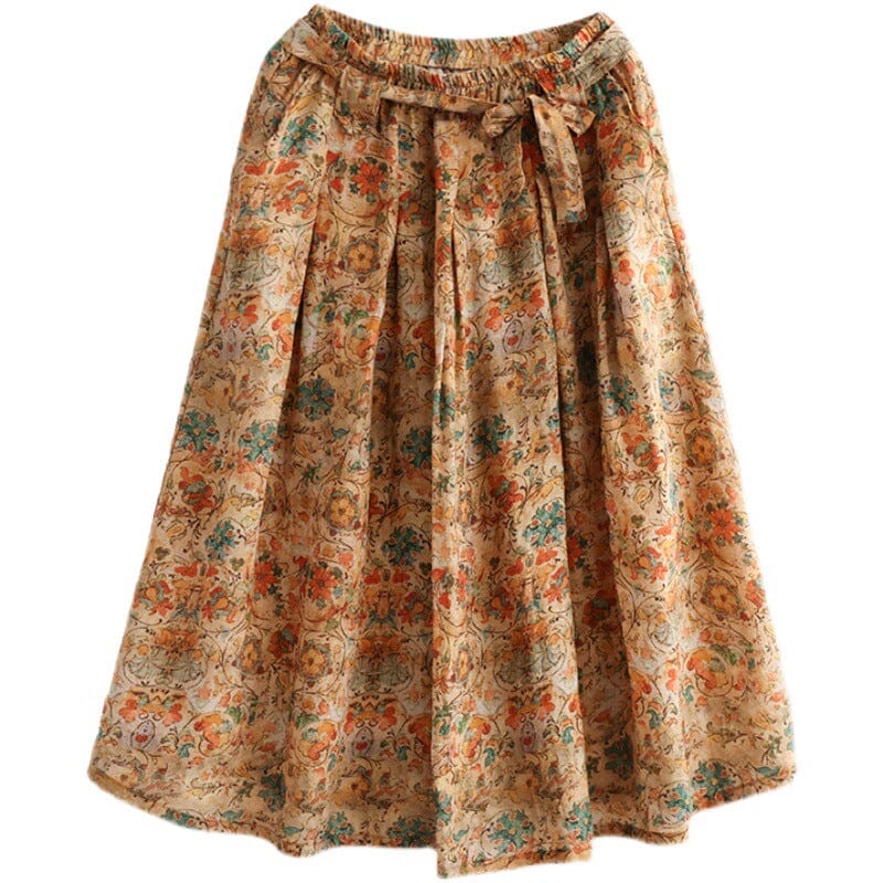 Spring Summer Retro Casual Floral Skirt