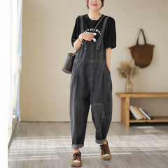 Spring Summer Women Casual Patchwork Denim Jumpsuit