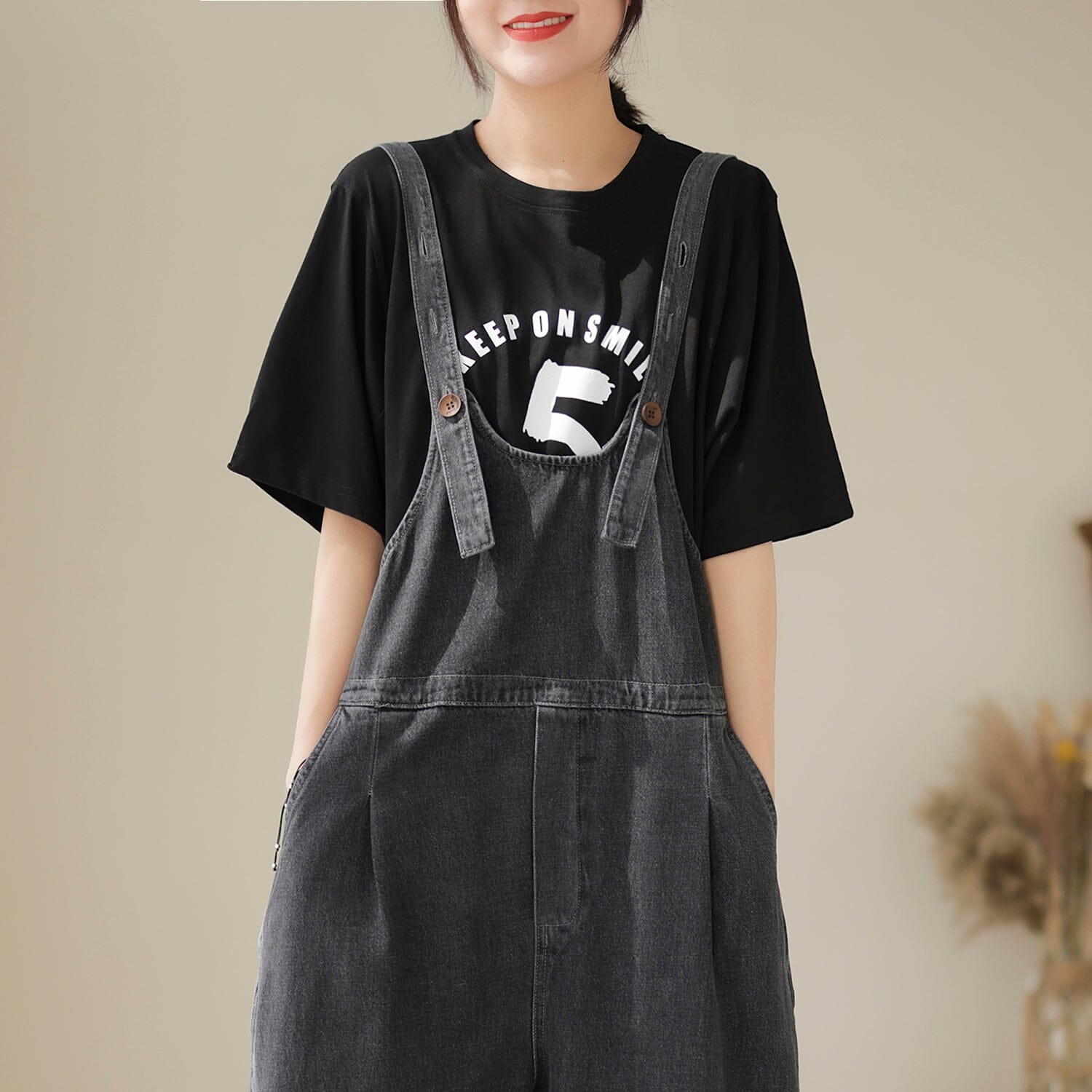 Spring Summer Women Casual Patchwork Denim Jumpsuit