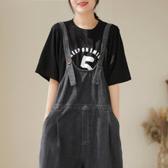 Spring Summer Women Casual Patchwork Denim Jumpsuit