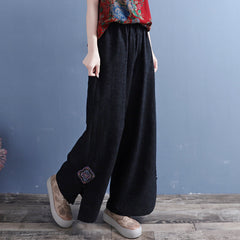 Spring Summer Women Retro Loose Patchwork Split Bottom Pants