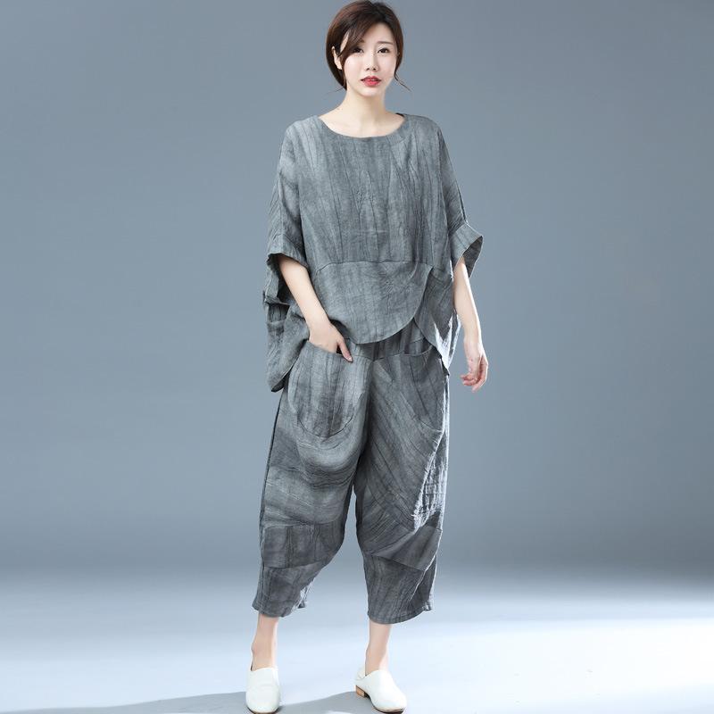 Summer Autumn Plus Size Linen Casual Sets